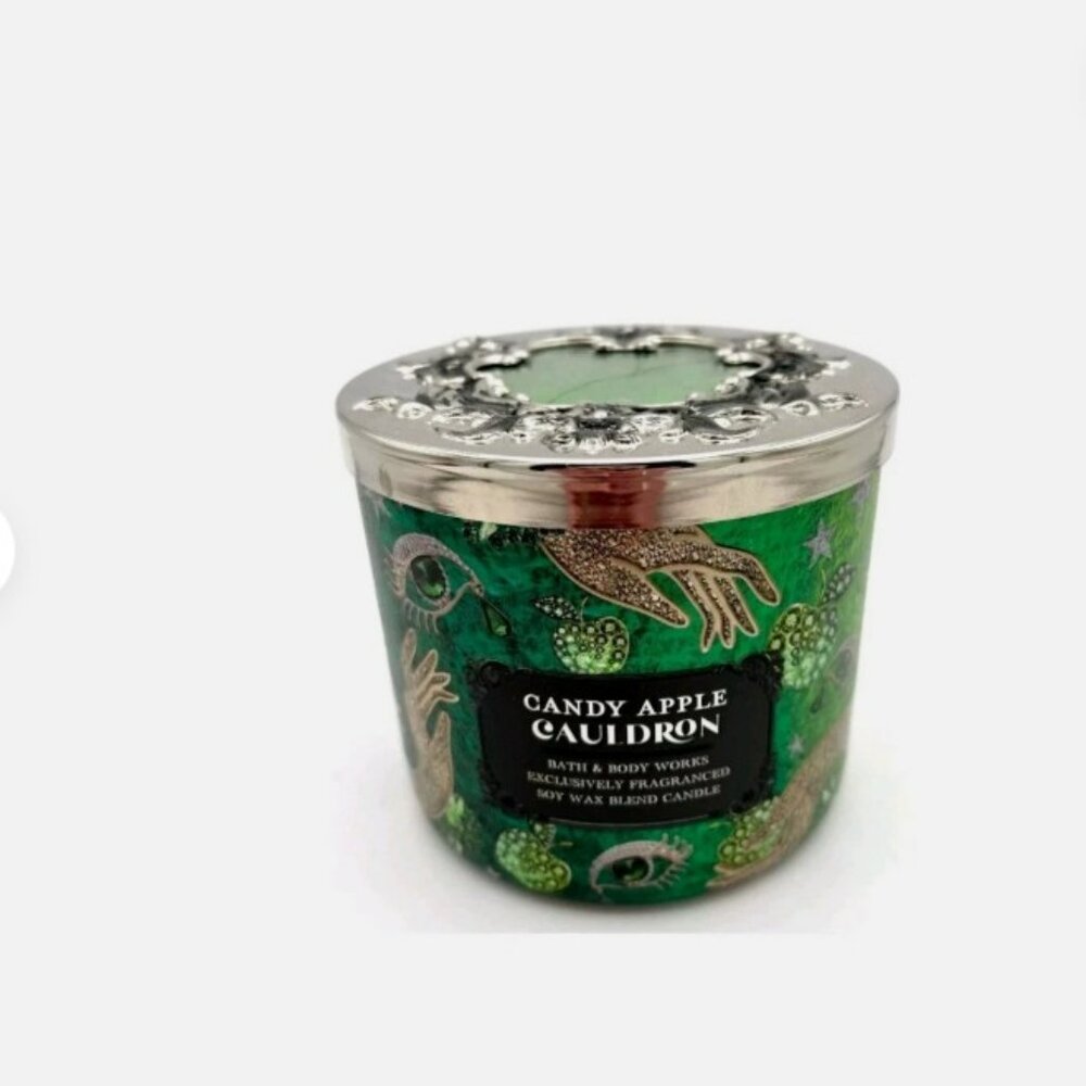 BBW Bath & Body Works Candy Apple Cauldron 3-Wick Candle Halloween - NWT - Picture 4 of 5